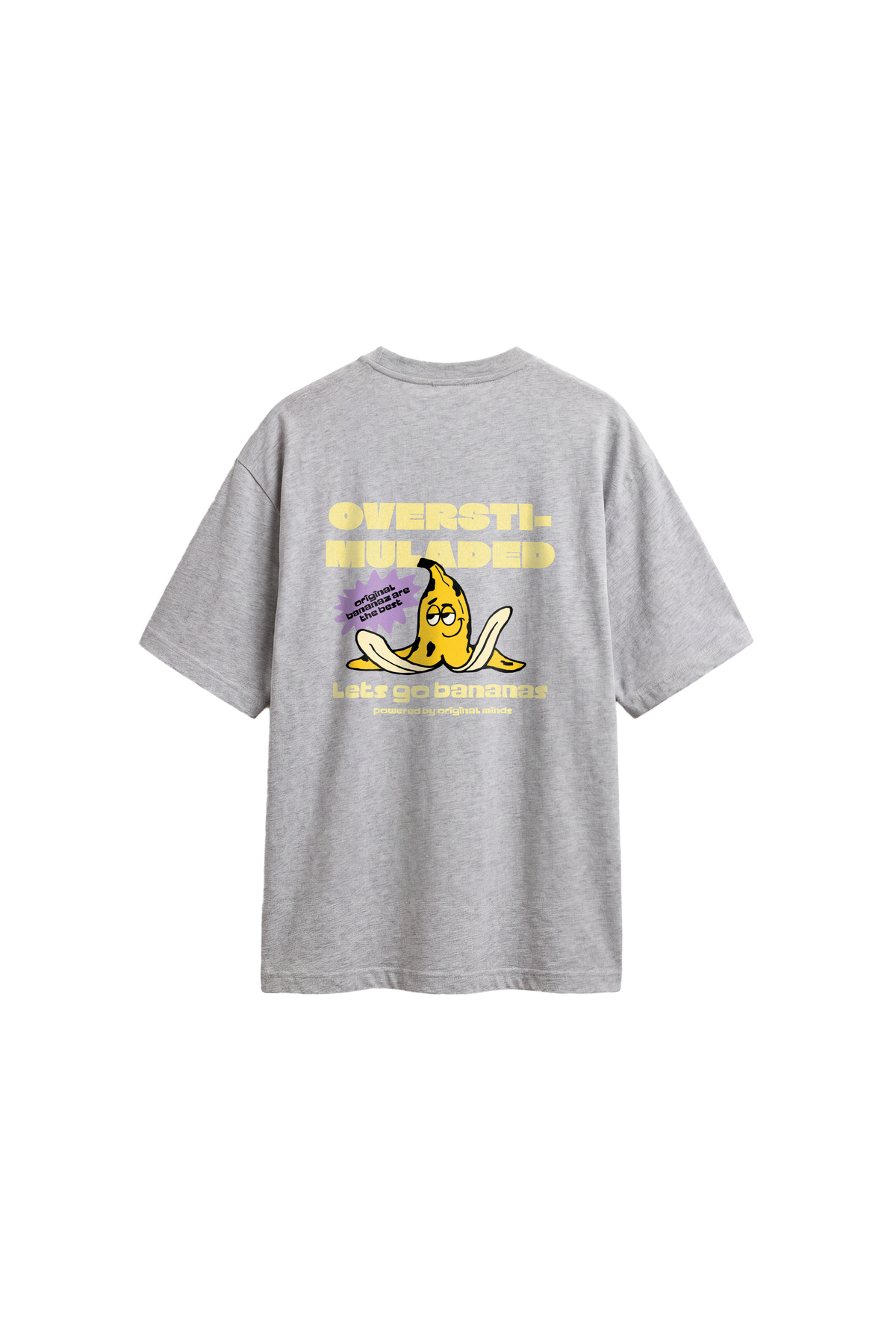 Overstimulated - Mens Oversized T-shirt — Grey Melange — back
