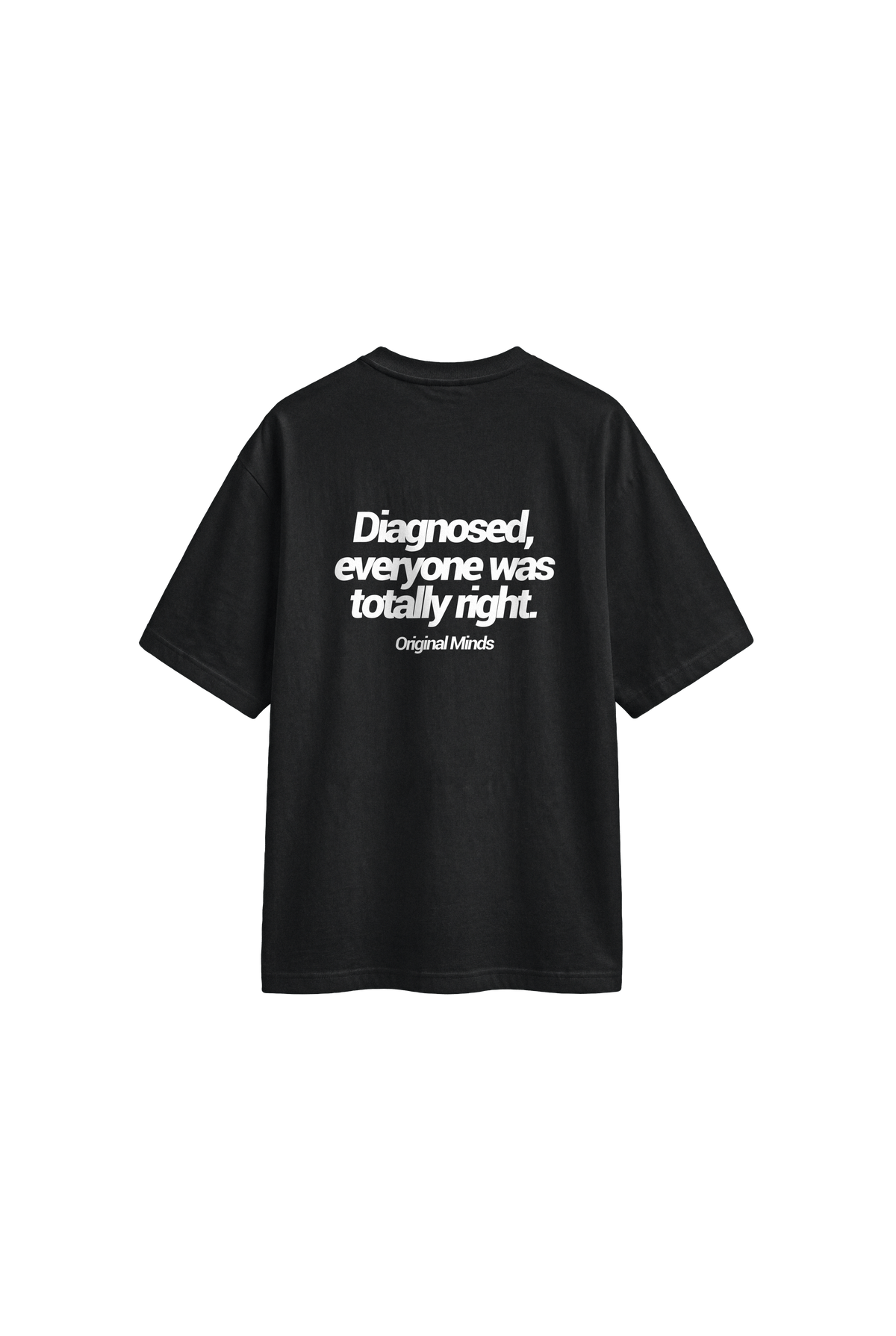 Diagnosed - Mens Oversized T-shirt — Off black — back