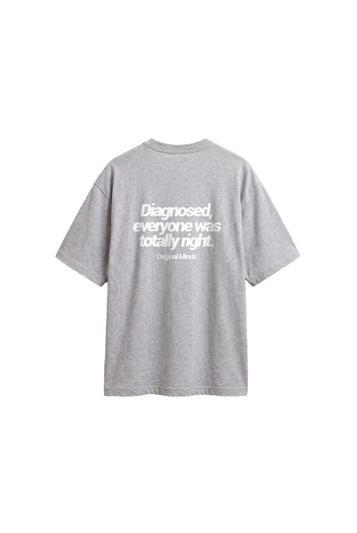 Diagnosed - Mens Oversized T-shirt — Grey Melange — back