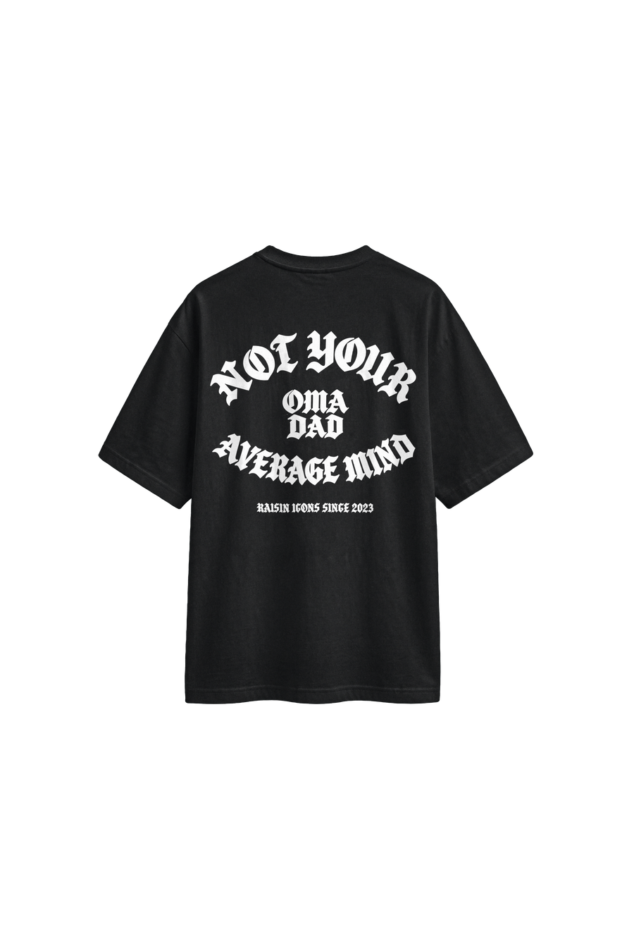 OMA Dad back · white print on off black