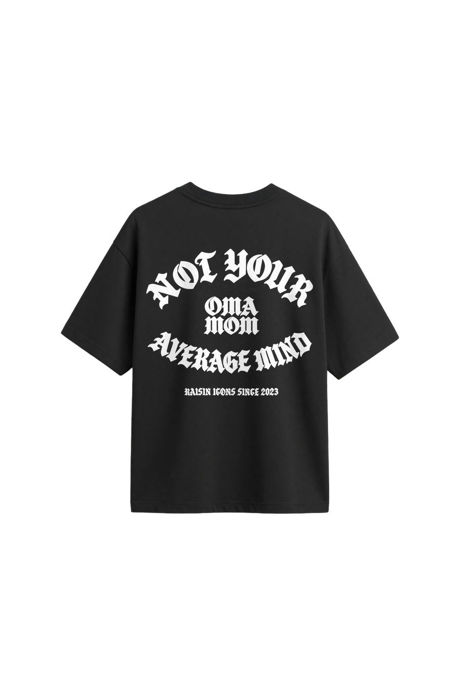 OMA Mom back · white print on off black