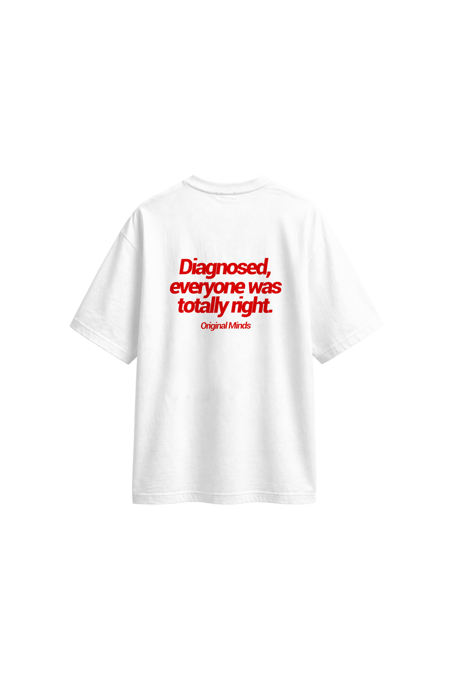 Diagnosed - Mens Oversized T-shirt — Off white — back