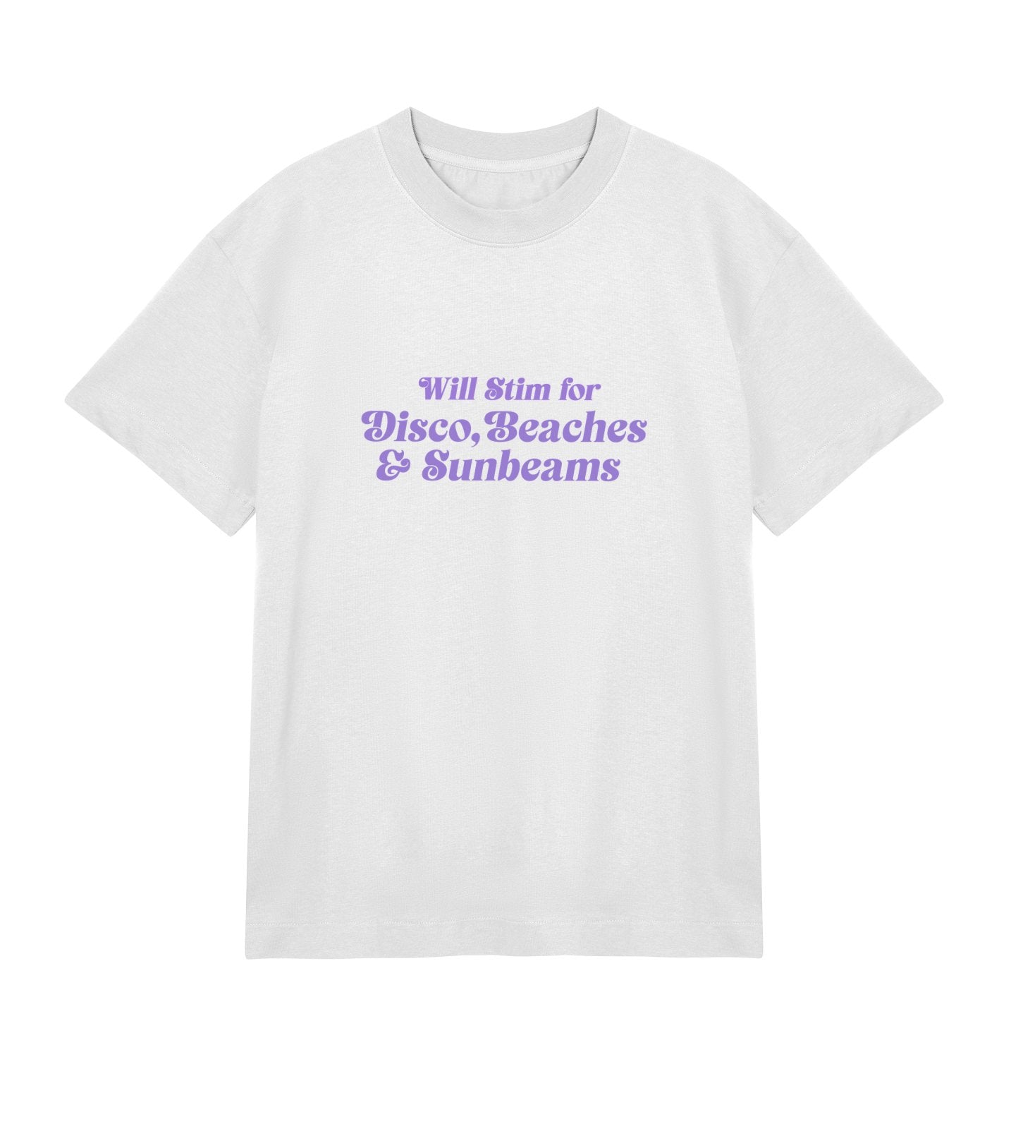 WILL STIM FOR DISCO - MENS BOXY TEE - OFF WHITE