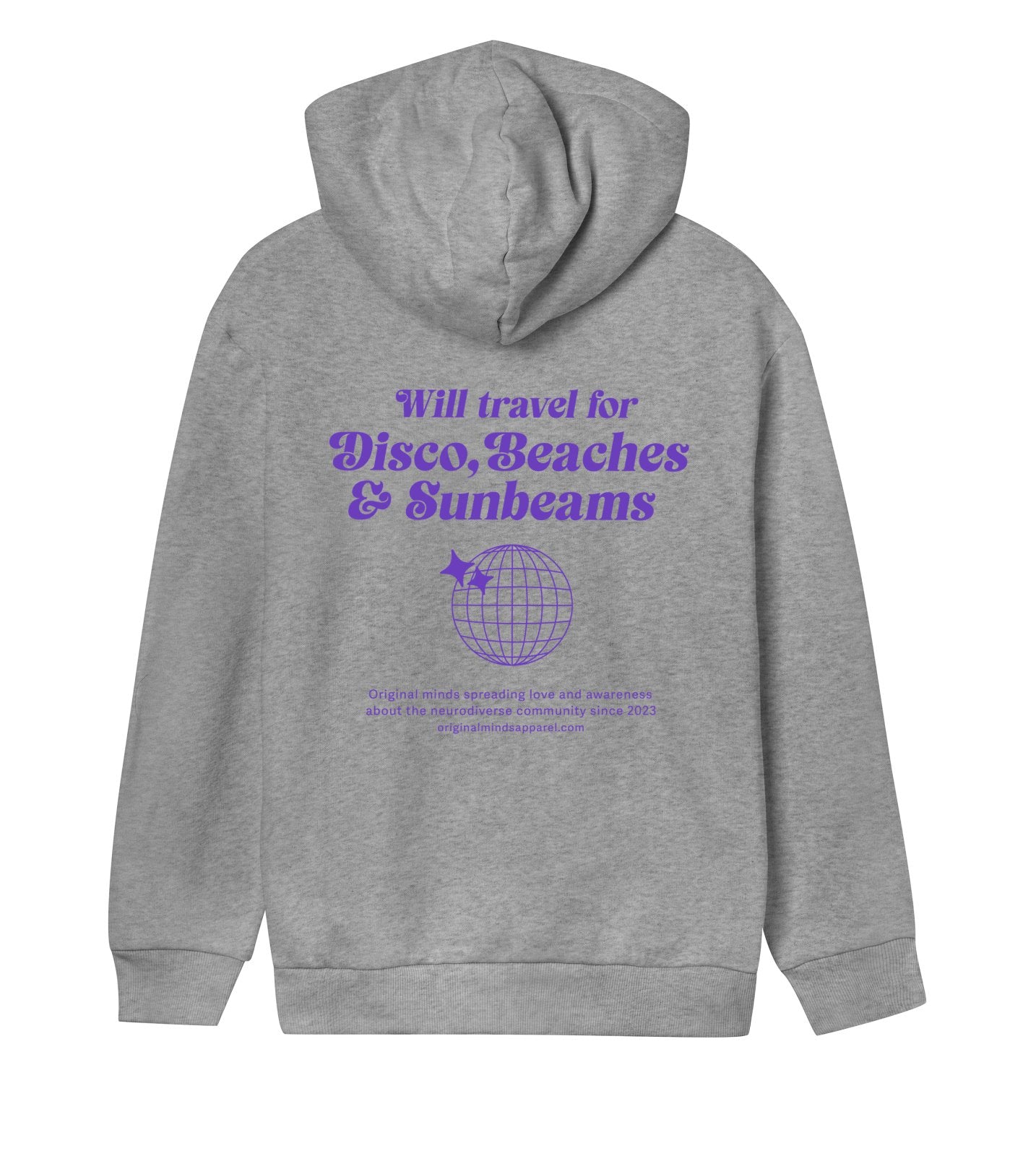 WILL TRAVEL FOR DISCO - WOMENS REGULAR HOODIE - GREY MELANGE